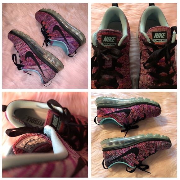 Nike Flyknit Running Sneakers Pink Black Women’s Athletic Shoes - Picture 7 of 7
